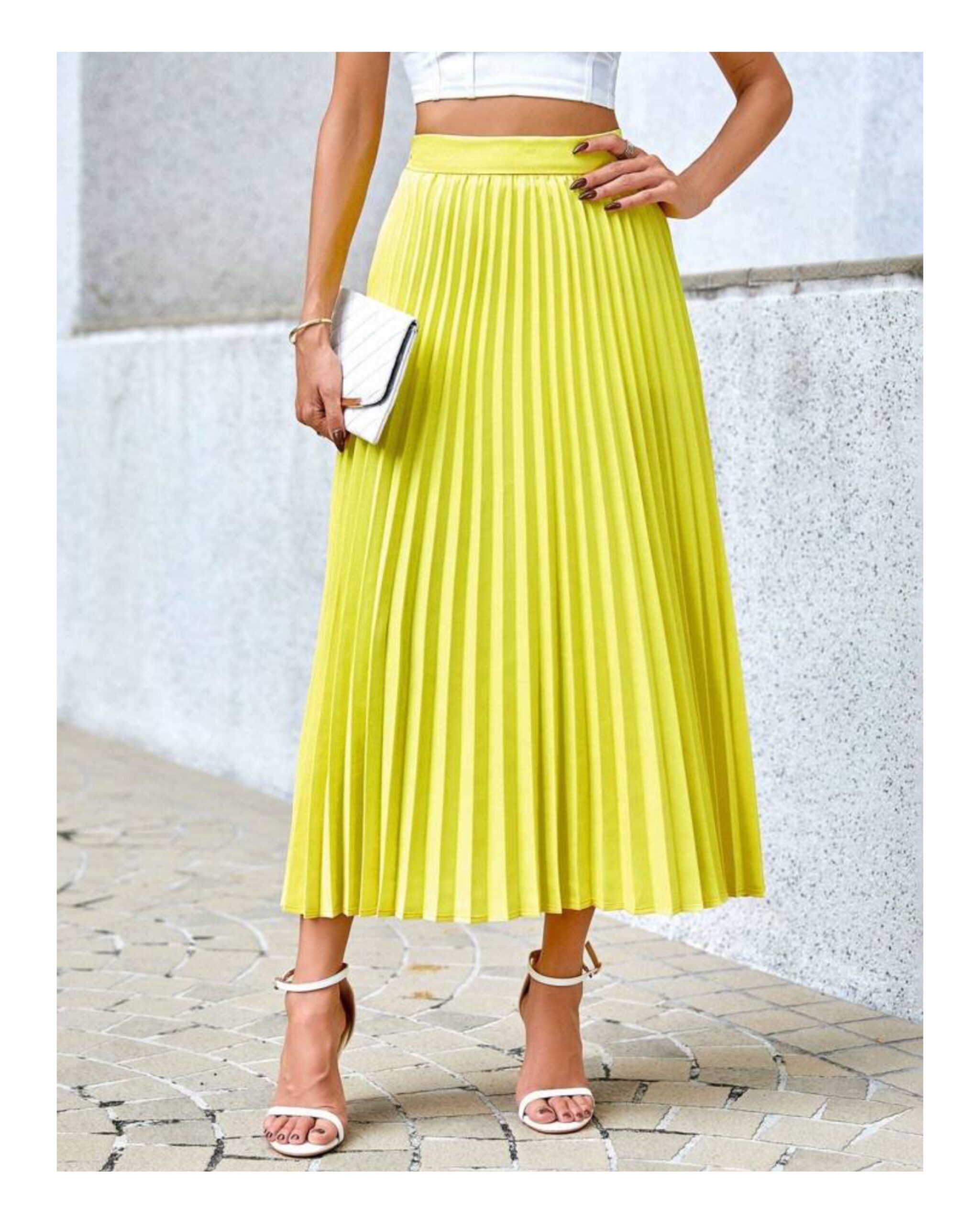 Yellow Pleated Skirt - Image 2