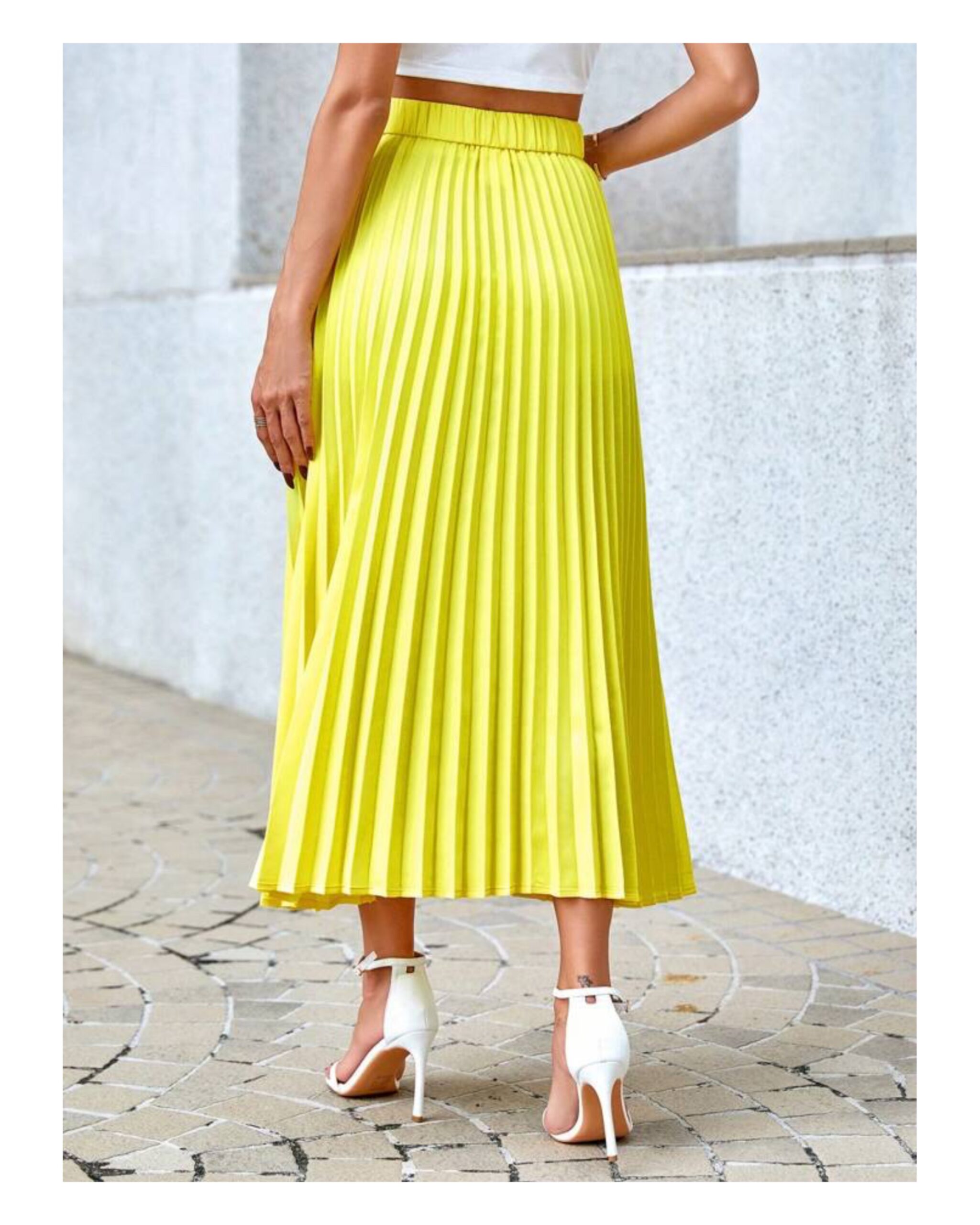 Yellow Pleated Skirt - Image 3