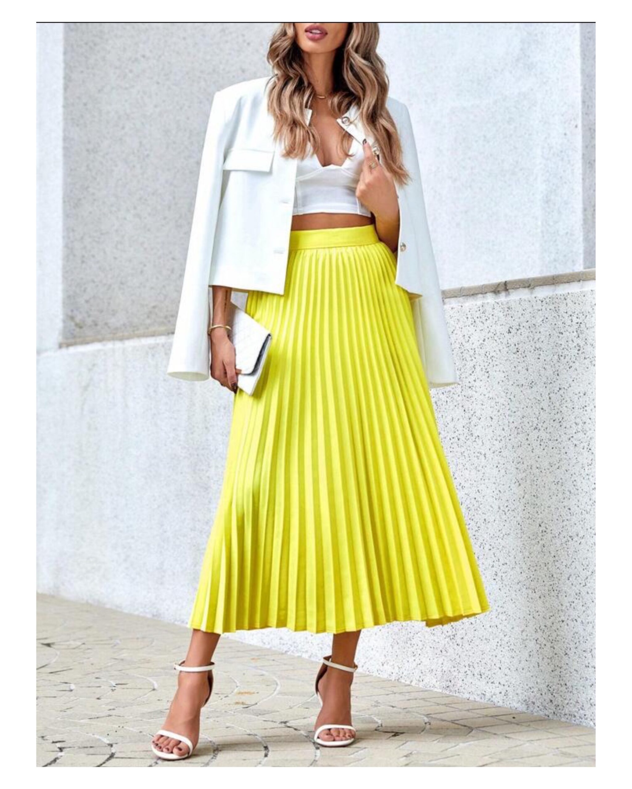Yellow Pleated Skirt
