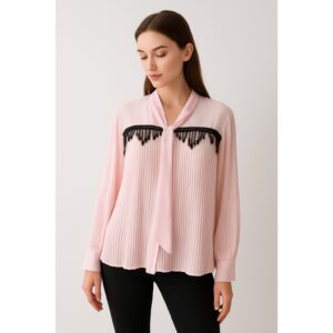 Blush Elegance Pleated Blouse