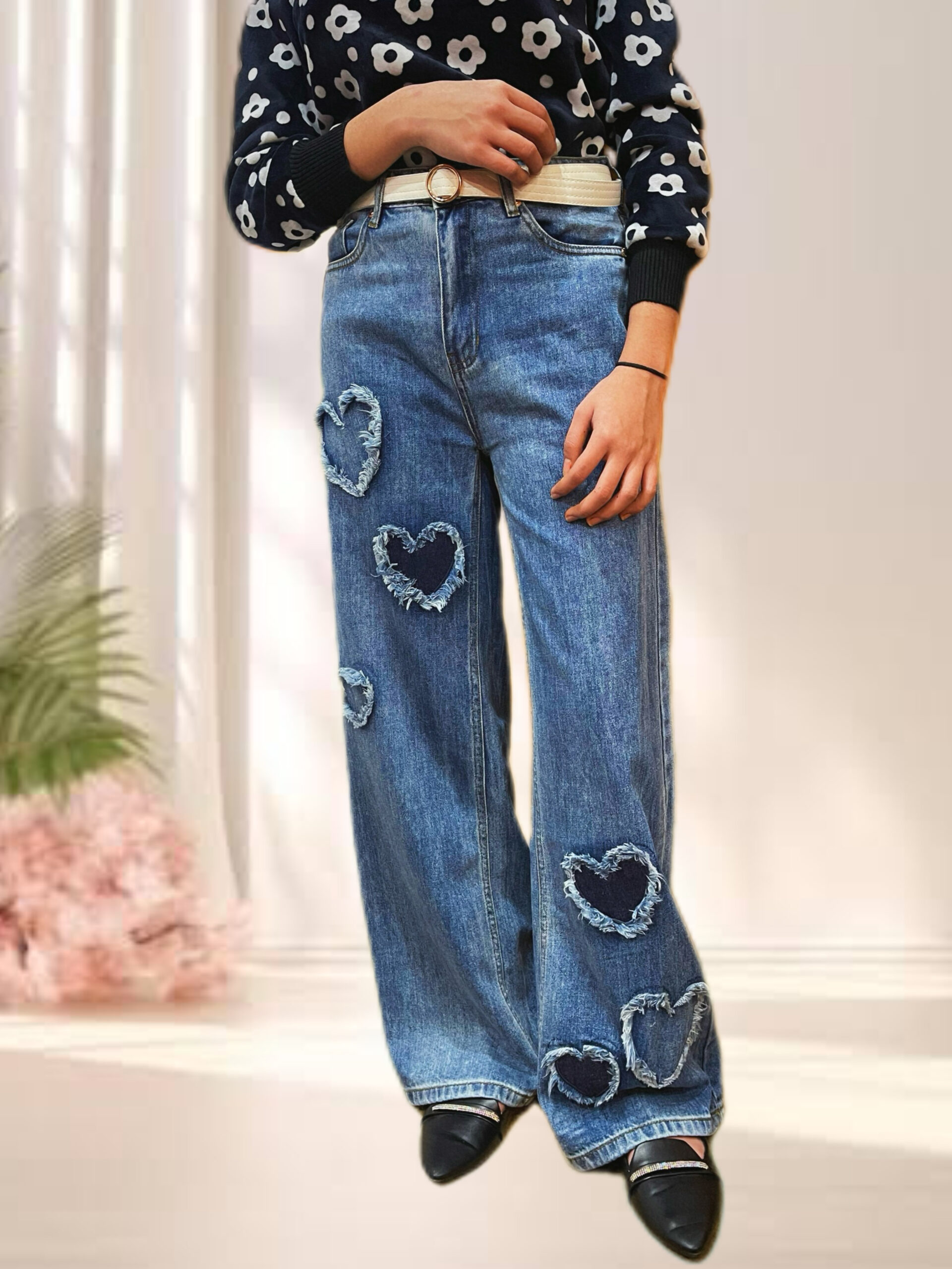 Heart Stitch Wide Leg Jeans - Image 2