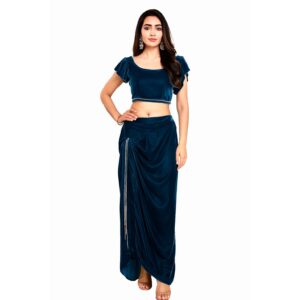 Ocean Velvet Draped Skirt