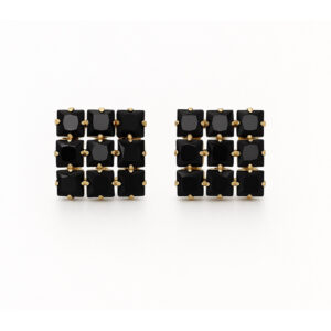Black Onyx And Gold Stud Earrings