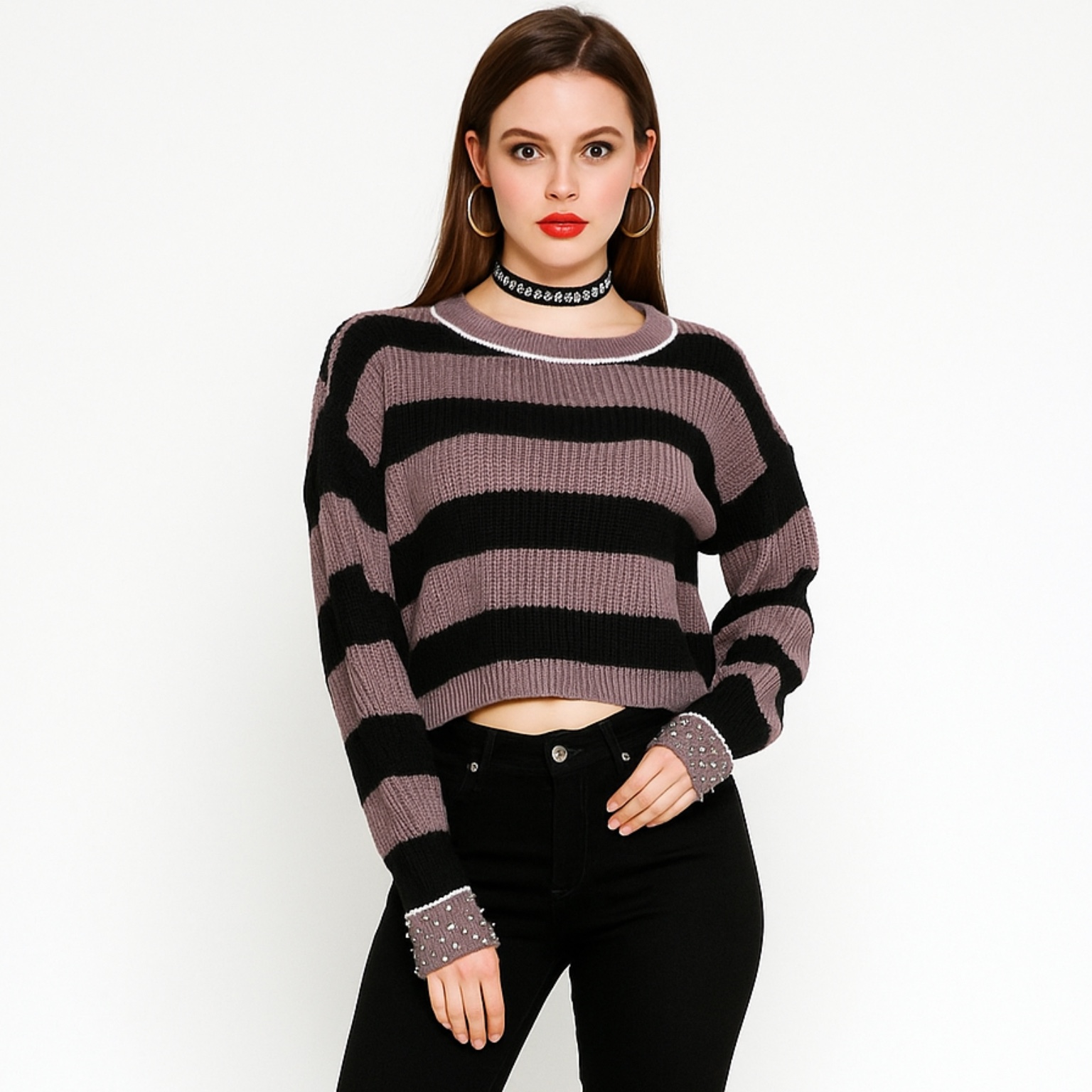 Midnight Muse Stripped Sweater - Image 2